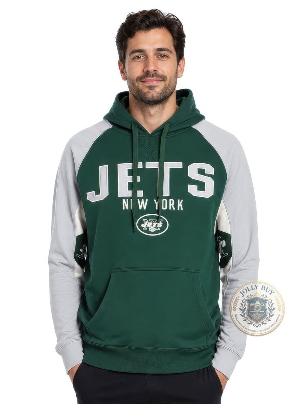 JETS Men’s NFL Fleece Hoodie Sweatshirt New York Jets Pullover Game Day Gear